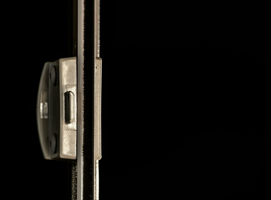 Illustrative close-up of door lock hardware